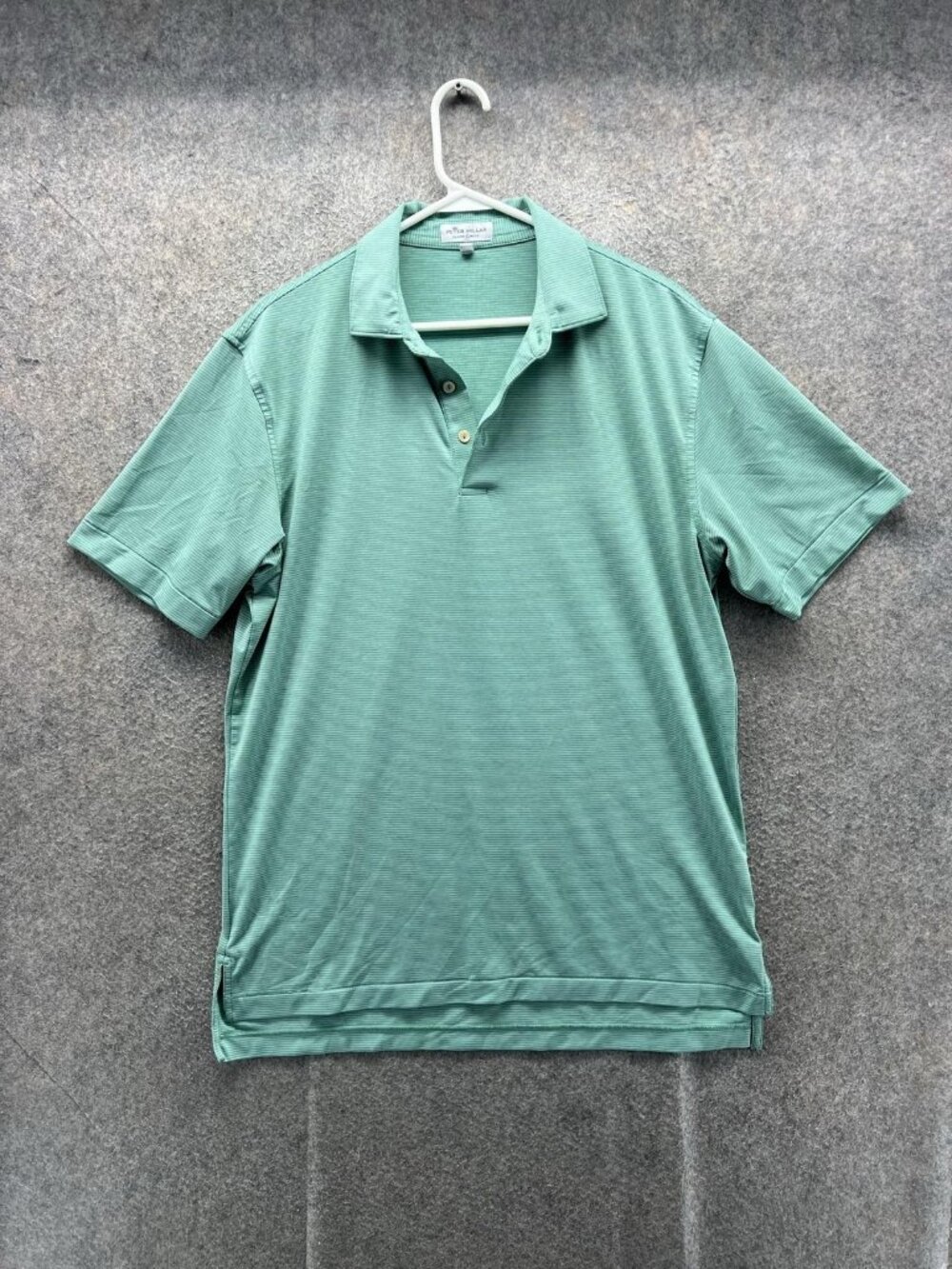 Peter Millar Polo Shirt Men Medium Green Striped Summer Comfort Golf Casual